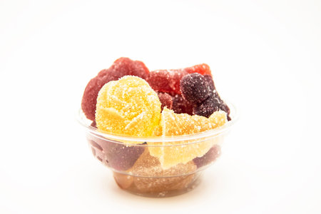 colorful fruit jelly candy on whiteの写真素材