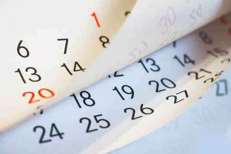 Close up a blue toned calendar pageの写真素材