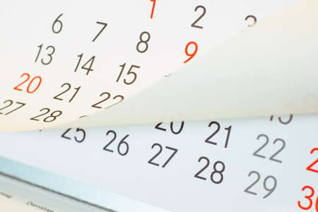 Close up a blue toned calendar pageの写真素材