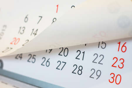 Close up a blue toned calendar pageの写真素材