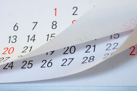Close up a blue toned calendar pageの写真素材