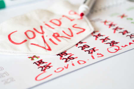Work From Home, COVID-19 Coronavirus disease illness health care message business concept.の写真素材
