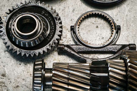 Oiled gears as small parts of large mechanismの写真素材