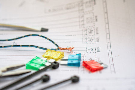 paper wiring diagram worker notices damage handle