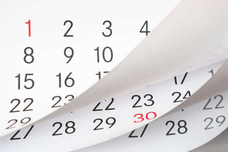 Close up a blue toned calendar pageの写真素材