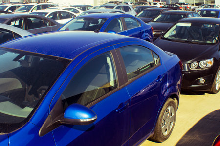 parking of new carsの写真素材