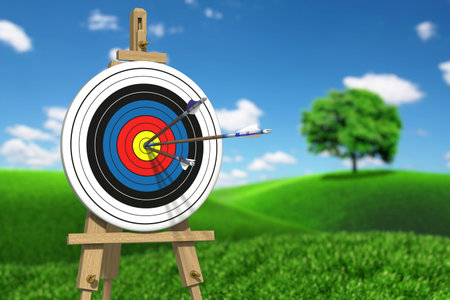 Very high resolution illustratione of three arrows on an archery target