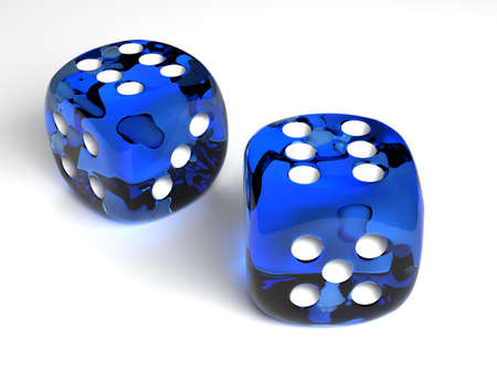 Very high resolution rendering of two dices isolated over whiteの写真素材