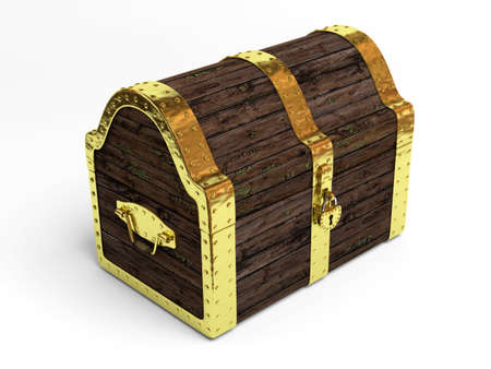Very high resolution 3D rendering of an old treasure chestの写真素材