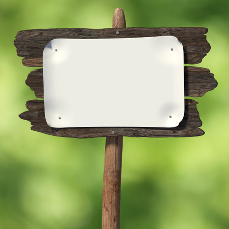 Very high resolution 3D rendering of an old wooden board over a defocusd backgroundの写真素材