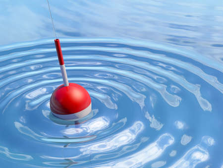 Very high resolution 3D rendering of a fishing float in the water.の写真素材