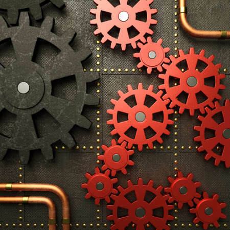 Very high resolution 3d rendering of a steampunk machine.の写真素材