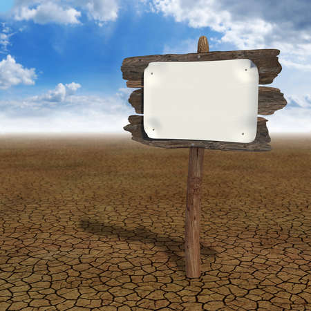 Very high resolution 3D rendering of an old wood board in the desert の写真素材