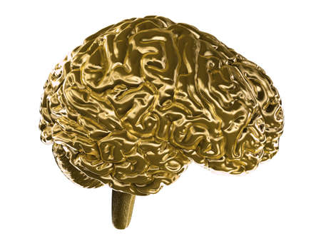 Very high resolution 3d rendering of a golden human brain の写真素材