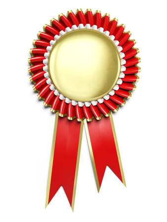 Very high resolution 3d rendering of an award rosette over whiteの写真素材