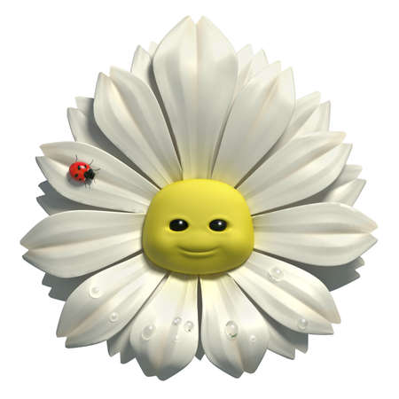 High resolution 3D rendering of a daisy smiling の写真素材