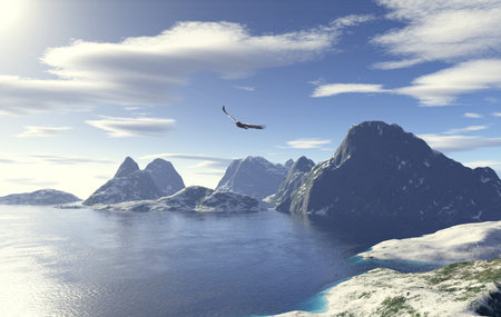 Very high resolution rendering of a glacial lake