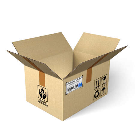 Open cardboard boxの写真素材