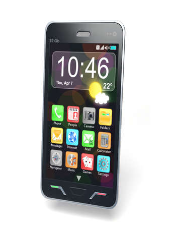 Very high resolution 3d rendering of a touchscreen smartphone の写真素材