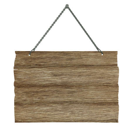 Very high resolution 3D rendering of an old wooden billboard isolated over whiteの写真素材