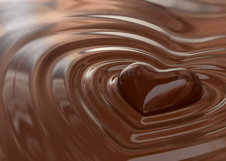 Very high resolution rendering of a chocolate heartの写真素材