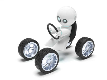 Very high resolution rendering of a little white robotの写真素材