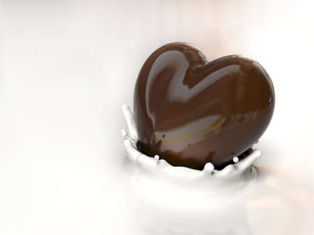 Very high resolution rendering of a chocolate heartの写真素材