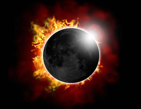 Computer generated image of a solar total eclipse.の写真素材