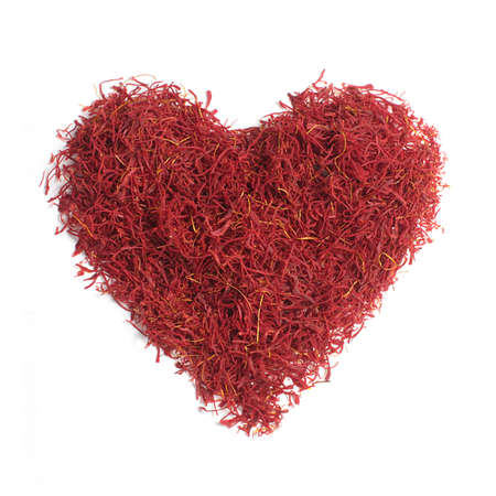 Saffron strands on a white backgroundの写真素材
