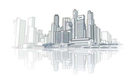 Skyline perspective drawingの写真素材