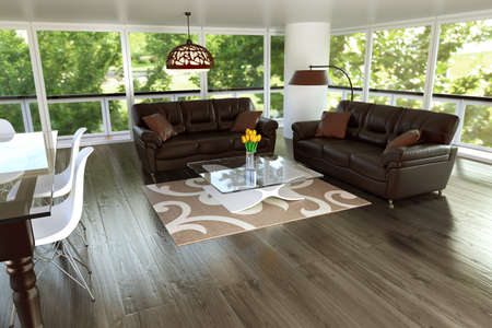 Very high resolution rendering of a modern interiorの写真素材