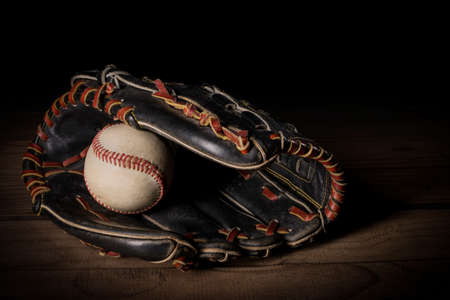Baseball glove and ballの写真素材