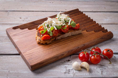Tasty tomatoes bruschettaの写真素材