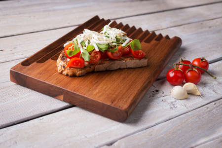 Tasty tomatoes bruschettaの写真素材