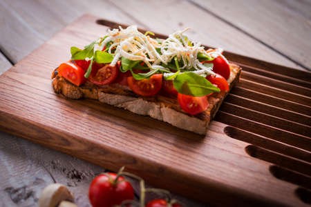 Tasty tomatoes bruschettaの写真素材