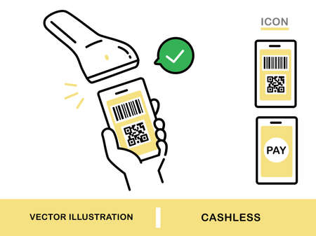 cashless_QR code payment Mobile payments
Online Banking and Payment Services Flat  vector Illustrationsのイラスト素材