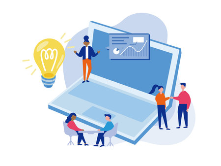 business technology cloud computing service concept and with developer team working concept vector...