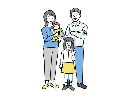 Family illustrations.husband and wife, parent and child, children, business, kids, dual-income ,question.のイラスト素材