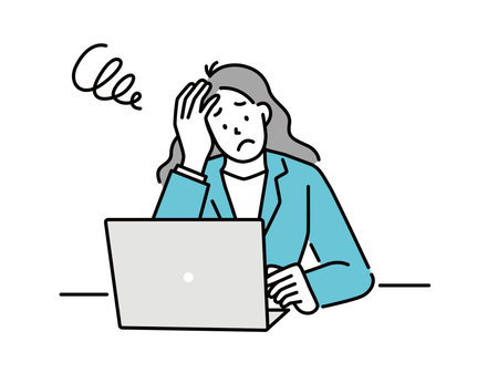 Illustrations of depression, poor performance, and job failures .fatigue, motivation, motivation, despair.のイラスト素材