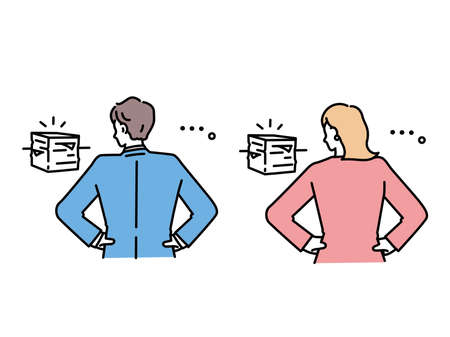 Piles of work. Overtime, handover, work, stress, dissatisfaction, deadlines.のイラスト素材