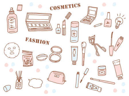 Black and white, monotone, and line drawing illustrations.Handwritten, stylish, magazine, fashion, cute, cosmetics, nails.のイラスト素材