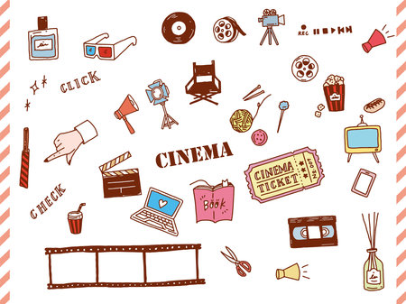 Black and white, monotone, and line drawing illustrations.Handwriting, fashion, magazines, fashion, movies, handicrafts.のイラスト素材