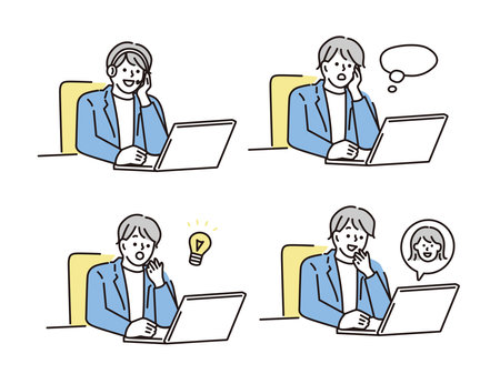 Information, telephone consultation illustrations. operators, investigators, telephone consultations, support, network, troubleshooting.のイラスト素材