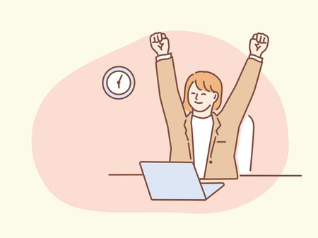 Illustration of busy, overtime, and the end of work.Busy, stressed, going home.のイラスト素材