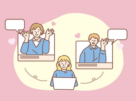 Illustration showing the network.SNS, Internet, Telework, Online.のイラスト素材