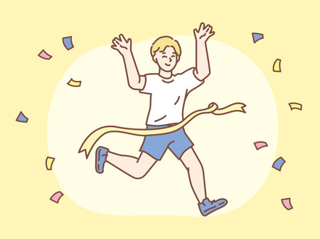 Goal illustration. Achievement, excitement, first place, sports, effort, running.のイラスト素材