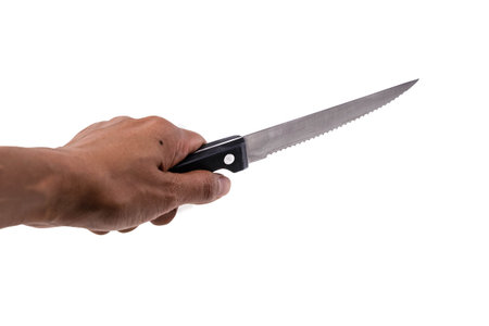 Human hand hold small kitchen knife