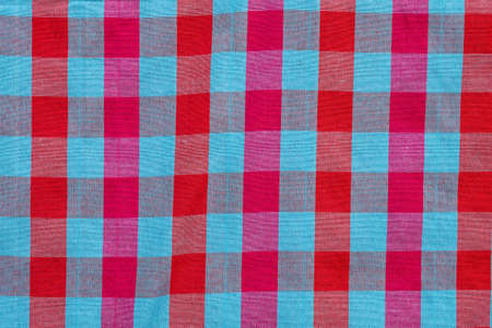 Fabric background cells of red and blueの写真素材