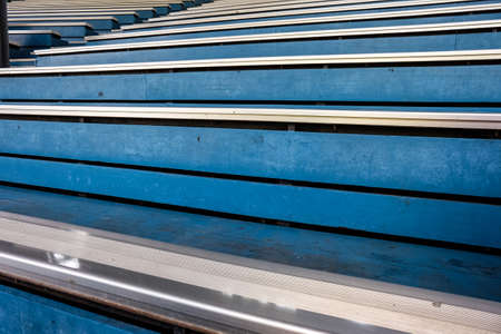 Old stadium benches in the zoo  for visitor to see the showの写真素材