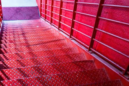Red metal stair.の写真素材